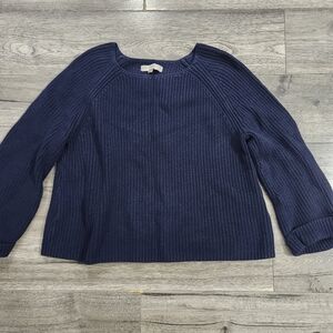Loft | Navy Blue Cotton Blend Knit Sweater